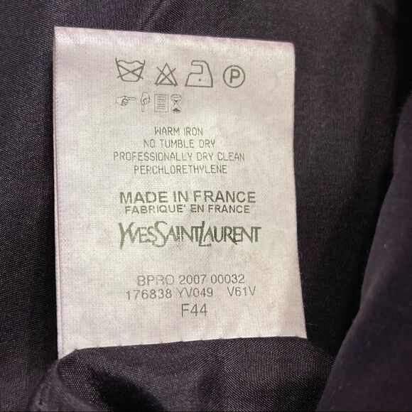 YSL Yves Saint Laurent Silk & Cotton Cropped Purple Coat Sz 12 (F44) - Picture 13 of 16